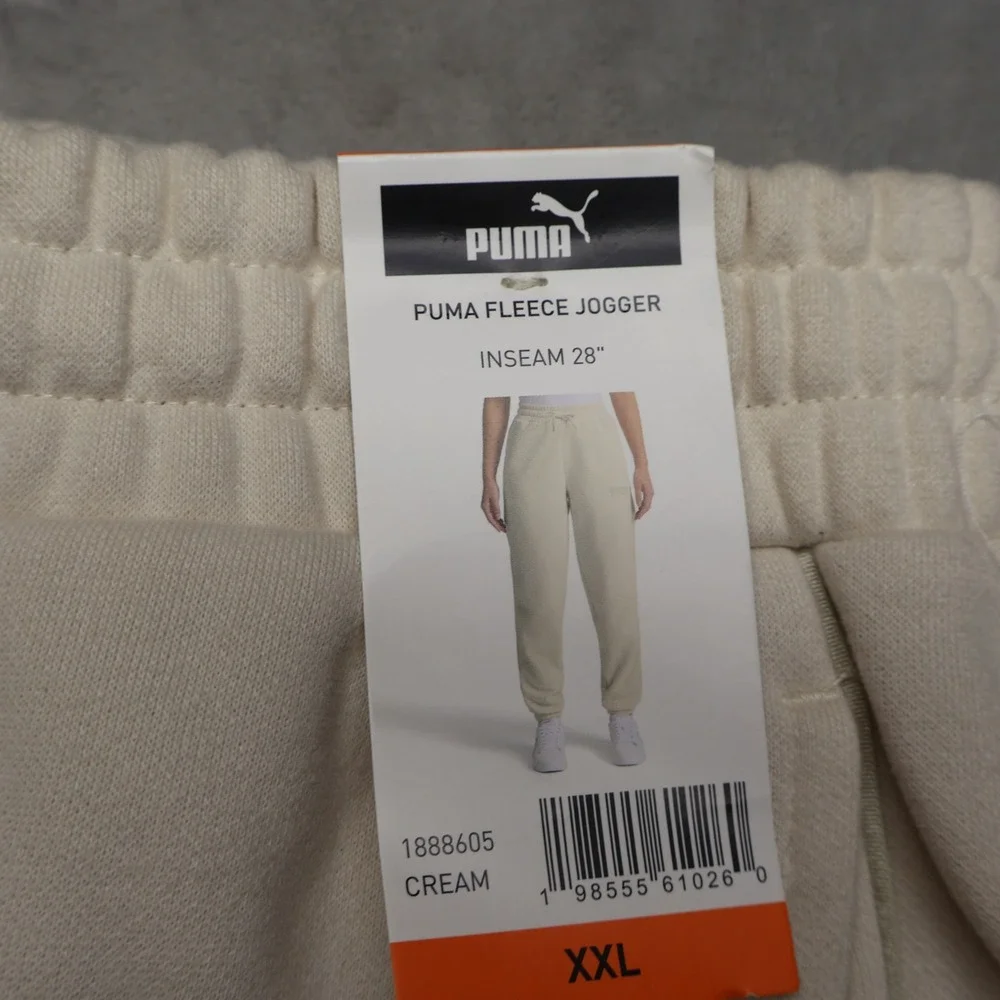 Puma Fleece Jogger Womens XXL Cream Soft Athletic‎ Loungewear Comfort 39x29 NWD
